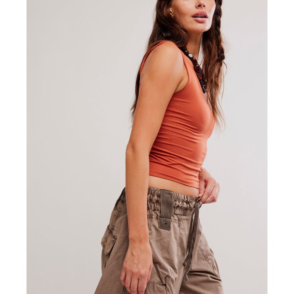 Free People Rust Orange Scoop Neck Ribbed Tank - Picture 2 of 6